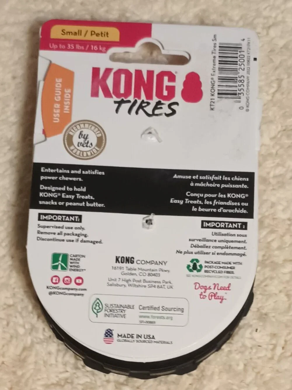 NWT ~ KONG Extreme Tire Dog Toy, Sze: Small (3.5